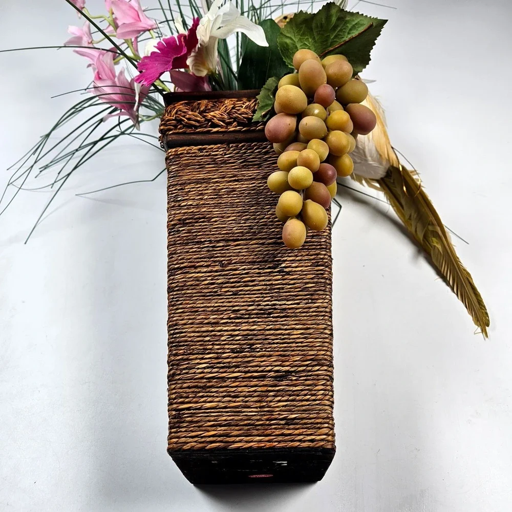 Floral‎ Wall Decor OS Brown Pink Tropical Orchid Bird Tiki Arrangement Beach